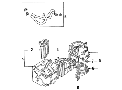 1997 Mitsubishi Eclipse Blower Motor & Fan Blower Asm Heater Diagram for MR315270