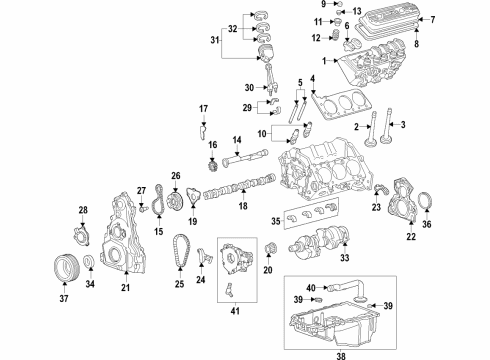 2021 GMC Savana 3500 Engine Parts, Mounts, Cylinder Head & Valves, Camshaft & Timing, Variable Valve Timing, Oil Pan, Oil Pump, Adapter Housing, Balance Shafts, Crankshaft & Bearings, Pistons, Rings & Bearings Rear Main Seal Housing Diagram for 12705663