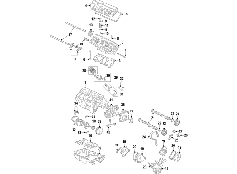2009 Acura TL Engine Parts, Mounts, Cylinder Head & Valves, Camshaft & Timing, Oil Pan, Oil Pump, Crankshaft & Bearings, Pistons, Rings & Bearings, Variable Valve Timing Camshaft, Front Diagram for 14100-RKG-010