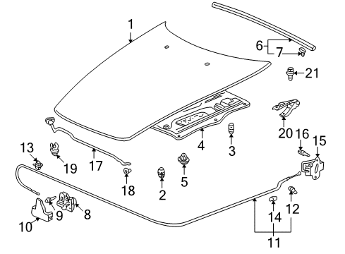 2004 Honda S2000 Hood & Components Rubber, RR. Hood Seal Diagram for 74143-S2A-000