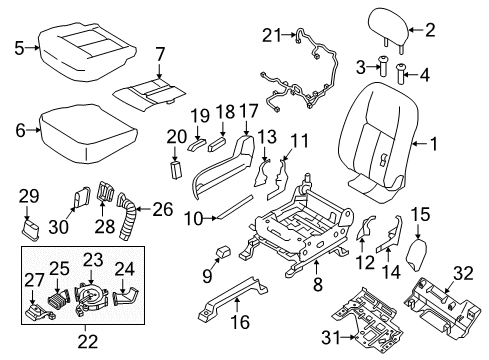 2018 Nissan Titan XD Passenger Seat Components Trim Assembly - Front Seat Cushion Diagram for 87320-9FS3A