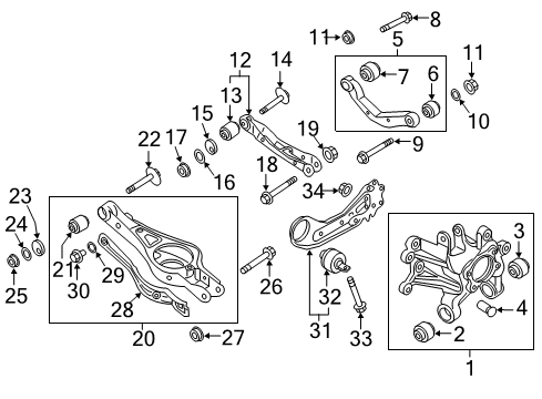 2017 Kia Optima Rear Suspension Components, Lower Control Arm, Upper Control Arm, Stabilizer Bar Arm Assembly-Rear Upper, RH Diagram for 55120-C3000