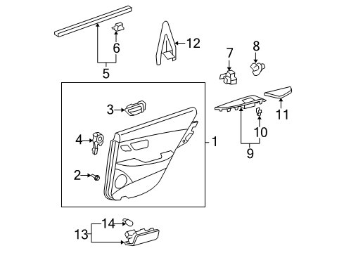 2008 Lexus ES350 Interior Trim - Rear Door Cover, Rear Door Armrest, RH Diagram for 74261-33050-A0