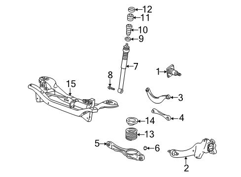 2004 Ford Focus Rear Suspension Components, Lower Control Arm, Upper Control Arm, Stabilizer Bar Spring Diagram for 4S4Z-5560-EA