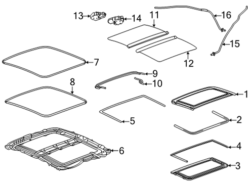 2020 Cadillac CT5 Sunroof Overhead Console Diagram for 84661220