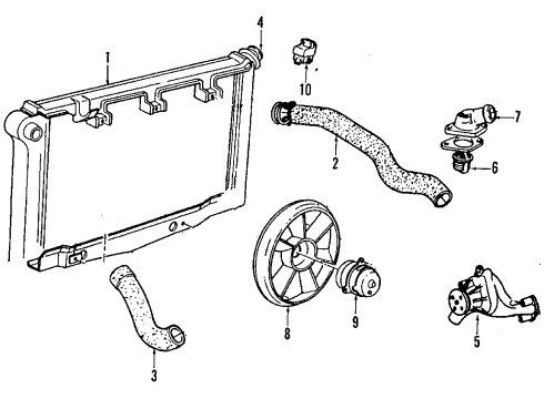 1992 Pontiac Firebird Cooling System, Radiator, Cooling Fan Engine Coolant Pump Diagram for 12482694