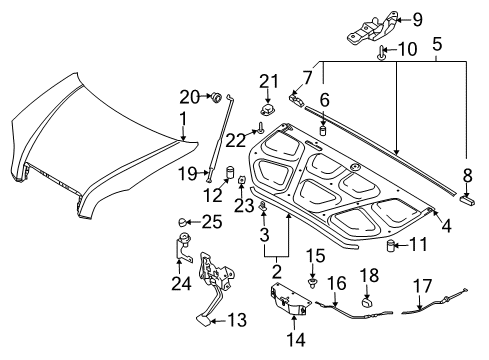 2007 Hyundai Tucson Anti-Theft Components Protector-Hood Stay Rod Diagram for 81179-2D000