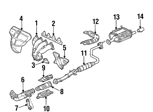 1994 Honda Civic del Sol Exhaust Components Finisher, Exhaust Pipe (48.6Mm) Diagram for 18310-SR3-J41