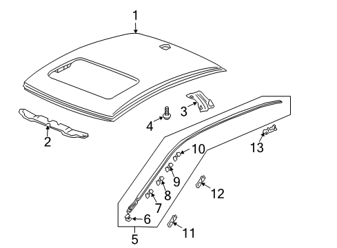 2005 Honda Accord Roof & Components, Exterior Trim E-Clip, R. Windshield (Natural) Diagram for 73155-SDA-A41