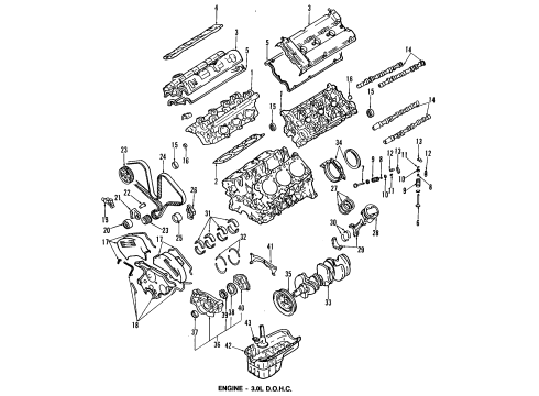 1995 Dodge Stealth Engine Parts, Mounts, Cylinder Head & Valves, Camshaft & Timing, Oil Pan, Oil Pump, Crankshaft & Bearings, Pistons, Rings & Bearings Cover Diagram for MD141159