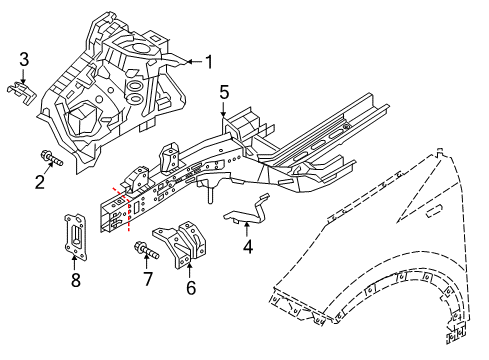 2021 Kia Sportage Structural Components & Rails Bracket Assembly-Fender Diagram for 64525D9000