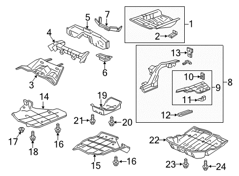 2017 Acura TLX Floor & Rails, Exterior Trim FRm C L, Rear Diagram for 65664-T2A-A00ZZ