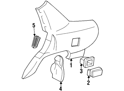 1998 Buick LeSabre Quarter Panel & Components Pocket Asm-Fuel Tank Filler Diagram for 25542742