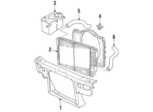 1995 Ford Thunderbird Radiator & Components, Radiator Support Upper Hose Diagram for F4SZ8260B