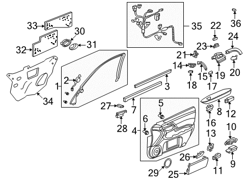 2006 Acura RL Trunk Weatherstrip, Right Front Door (Inner) Diagram for 72335-SJA-A01