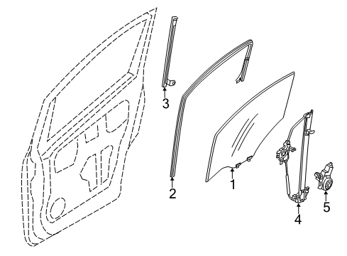 2019 Nissan NV200 Front Door - Glass & Hardware Glass Run Rubber-Front Door, LH Diagram for 80331-3LM0A