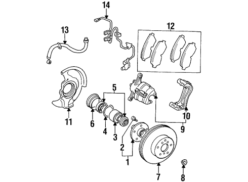 1998 Toyota Celica Brake Components Front Pads Diagram for 04465-33060