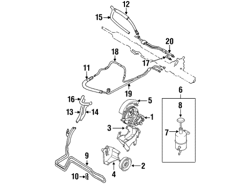 1998 Dodge Avenger P/S Pump & Hoses, Steering Gear & Linkage Pulley-Power Steering Pump Diagram for MD317370