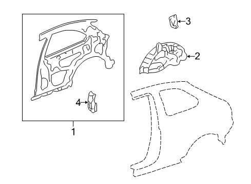 1999 Honda Civic Inner Structure - Quarter Panel Wheelhouse, R. RR. Diagram for 64330-S03-G00ZZ