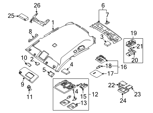 2007 Infiniti FX45 Sunroof Lamp Assembly-Map Diagram for 26430-CL71B