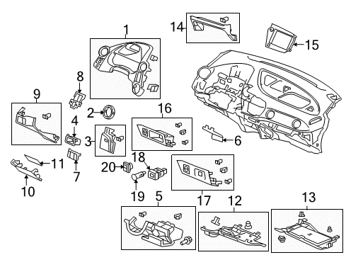 2013 Honda Insight Cluster & Switches, Instrument Panel Cover, Center Pocket *NH686L* (QP LIGHT WARM GRAY) Diagram for 77285-TM8-A01ZA