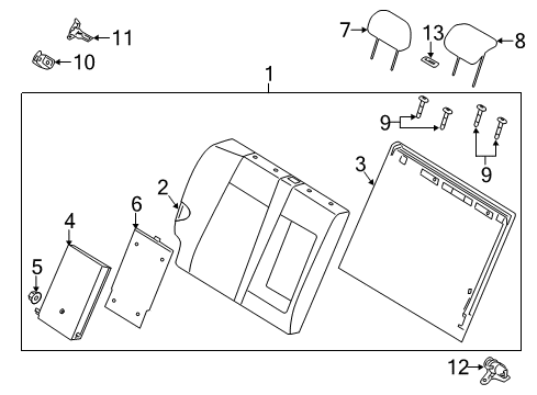 2012 Kia Forte Rear Seat Components Back Board Assembly-Armrest Diagram for 899911M900WK