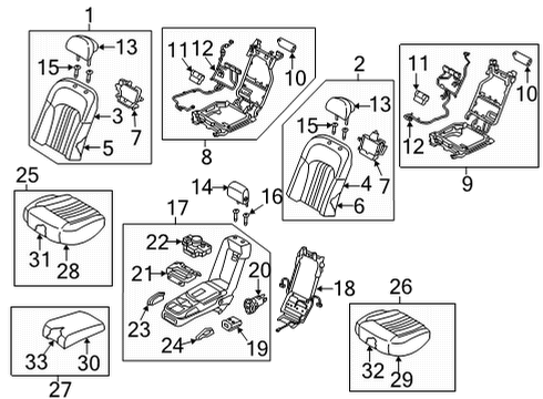 2020 Genesis G90 Power Seats Headrest Assembly-Rear Seat Center Diagram for 89705-D2FB0-NNQ