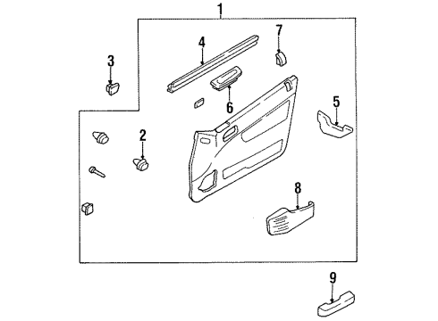 1995 Kia Sephia Front Door Trim Rest-Arm, FRH Diagram for 0K20169391A20