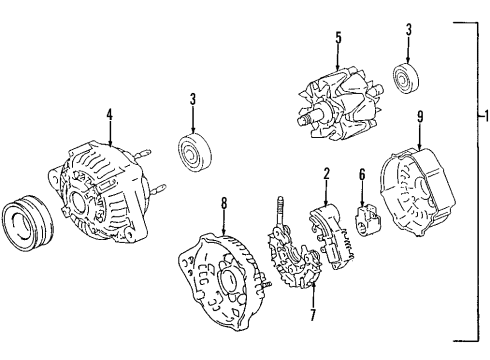 1996 Lexus LX450 Alternator Rear Housing Diagram for 27359-74330