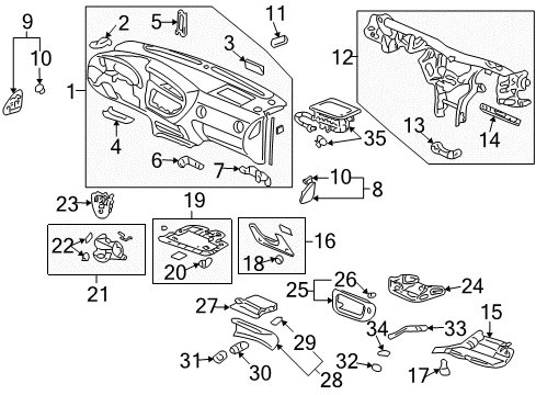 2003 Acura RSX Instrument Panel Bracket, Floor Instrument Center Diagram for 77169-S5A-000