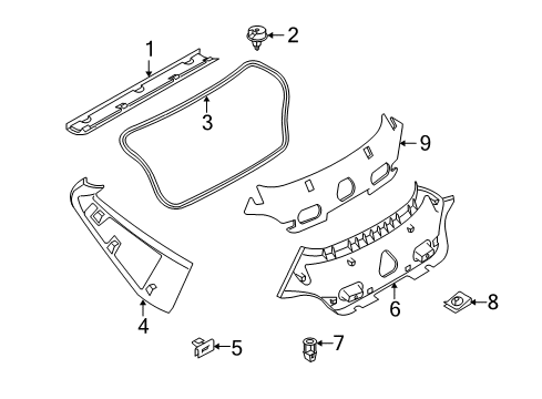 2006 BMW Z4 Interior Trim - Lift Gate Lower Tail Lid Trim Panel Diagram for 51473422382