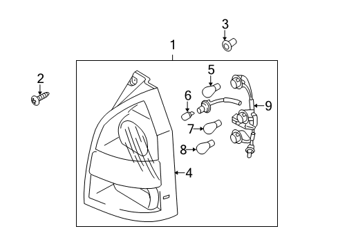 2005 Hyundai Tucson Bulbs Lens & Housing-Rear Combination Lamp, LH Diagram for 92410-2E050