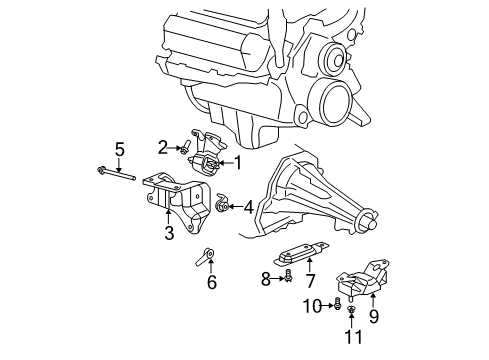 2006 Dodge Durango Engine & Trans Mounting Bracket-Engine Mount Diagram for 52855236AD