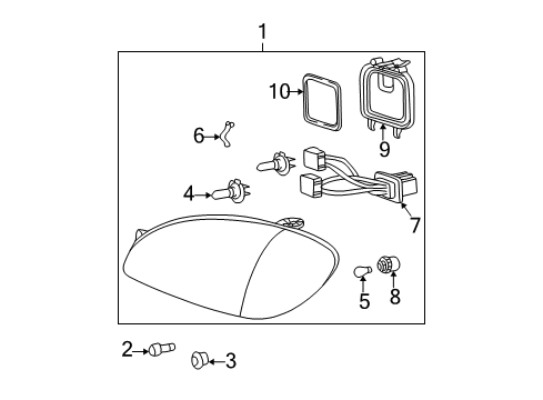 2001 Hyundai Sonata Bulbs Wiring Assembly-Positon & Headlamp Diagram for 92150-38000