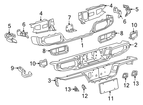2021 Jeep Gladiator Bumper & Components - Rear License Plate Diagram for 68465407AA