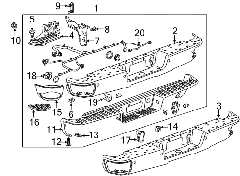 2015 GMC Sierra 1500 Parking Aid Bumper Brace Diagram for 23108148