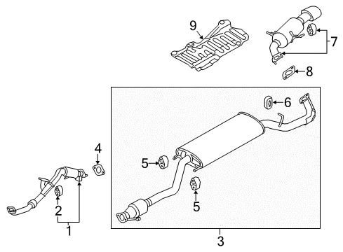 2015 Kia Sorento Exhaust Components Rear Muffler Assembly Diagram for 287101U200