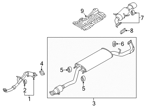 2015 Kia Sorento Exhaust Components Rear Muffler Assembly Diagram for 287101U400