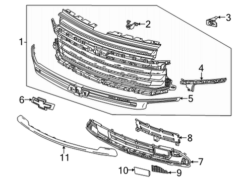 2022 Chevrolet Suburban Grille & Components Tow Bracket Cover Diagram for 84341206