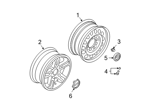 2004 Kia Sorento Wheels, Covers & Trim Hub Cap Diagram for 529603E000