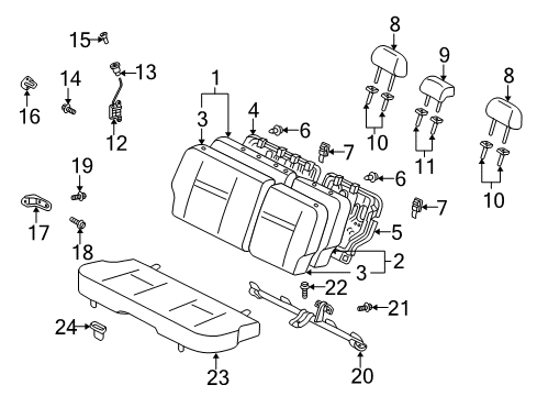 2004 Scion xB Rear Seat Components Seat Cushion Diagram for 71601-5C580-C1