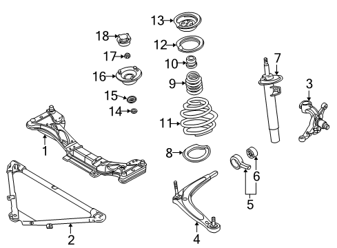 2006 BMW M3 Front Suspension Components, Lower Control Arm, Ride Control, Stabilizer Bar Front Right Suspension Strut Diagram for 31312283104