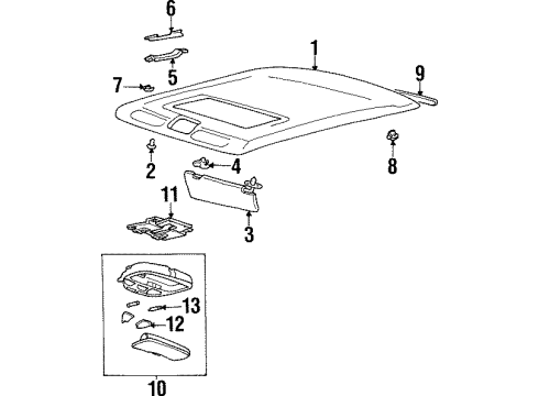 1998 Hyundai Tiburon Interior Trim - Roof Bracket-Room Lamp Mounting Diagram for 92829-27000