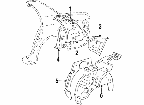 1998 Chevrolet Prizm Inner Structure - Quarter Panel Extension, Quarter Outer Panel Diagram for 94858556