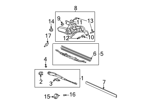 2006 Honda CR-V Wiper & Washer Components Rubber, Mounting Diagram for 76701-S6A-003
