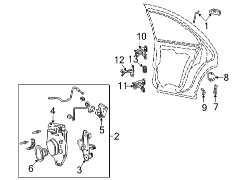 2001 Lincoln LS Rear Door - Lock & Hardware Handle, Inside Diagram for XW4Z-5421818-BA