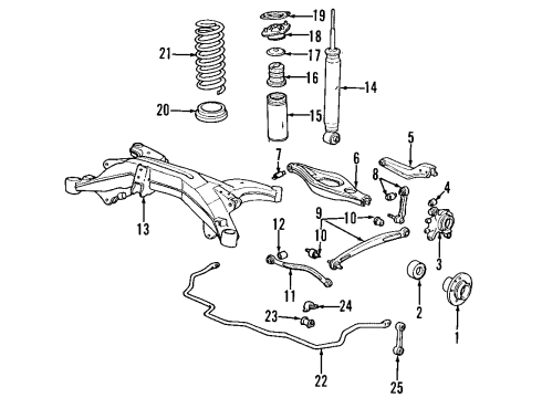 1996 BMW 850Ci Rear Suspension Components, Lower Control Arm, Upper Control Arm, Ride Control, Stabilizer Bar Wheel Carrier, Rear Right Diagram for 33321090336