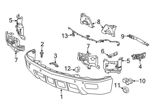 2015 Chevrolet Silverado 1500 Front Bumper Side Retainer Diagram for 23201881