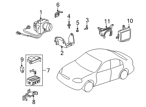 1998 Honda Civic ABS Components Modulator Assembly, Abs Diagram for 57110-S04-J12