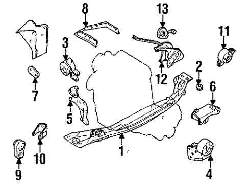 1995 Nissan Sentra Engine & Trans Mounting Pad-Engine Mounting Member Diagram for 11248-50Y05